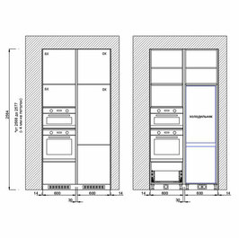 Проект встроенных шкафов с техникой