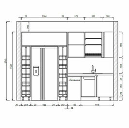 Проект кухни с холодильником side by side