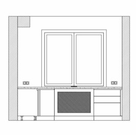 Проект кухни под окном