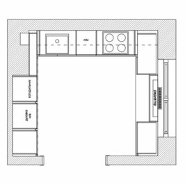 П образная кухня план
