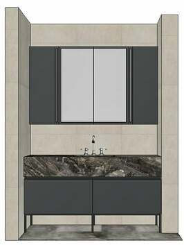 Проект мебели для ванной - вид спереди